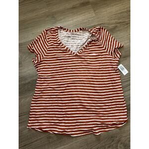 Torrid Women’s Size 3 Plus Classic Fit Rust and White Striped Pocket Tee New